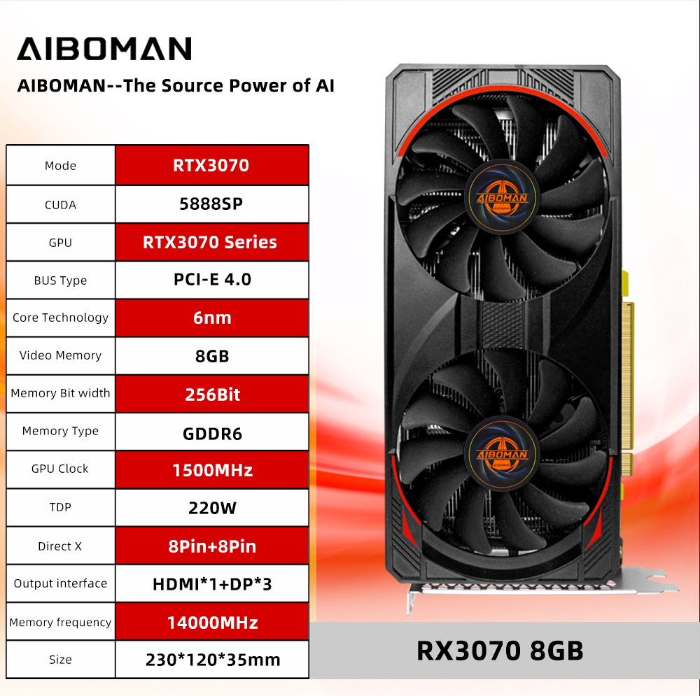 AIBOMAN cartes graphiques pour - Rtx 3070 8Gb Graphics Card avis et prix